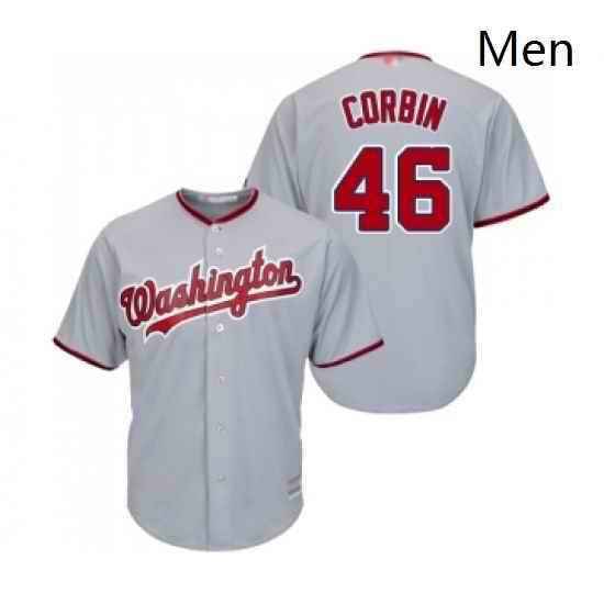 Mens Washington Nationals 46 Patrick Corbin Replica Grey Road Cool Base Baseball Jersey